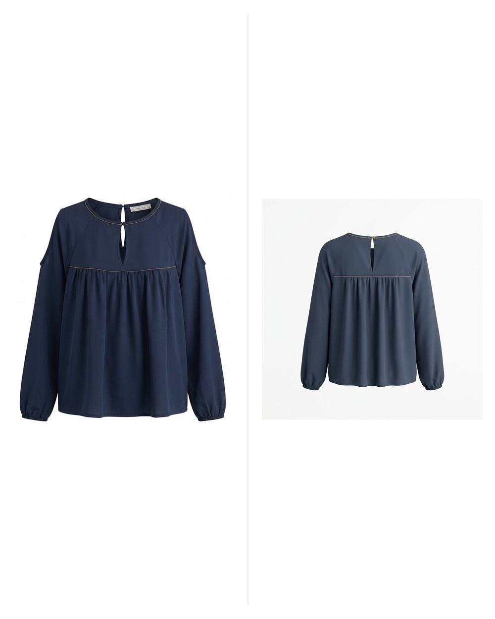 Abercrombie & Fitch Navy Pleated Lightweight Button Blouse Women Size S